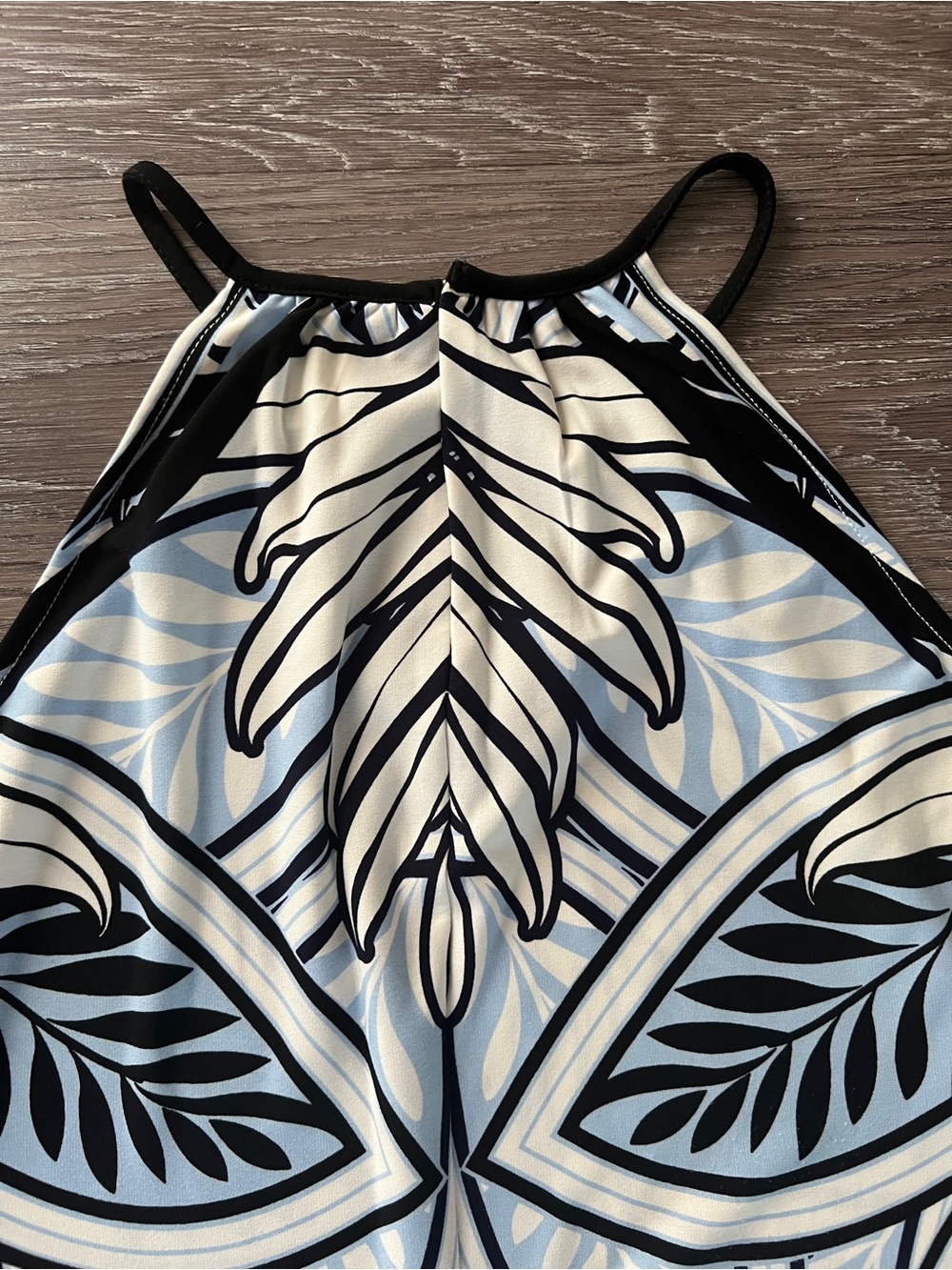 London Times Halter Maxi Dress Blue Floral Print Side Slit Size 12 - Picture 12 of 17